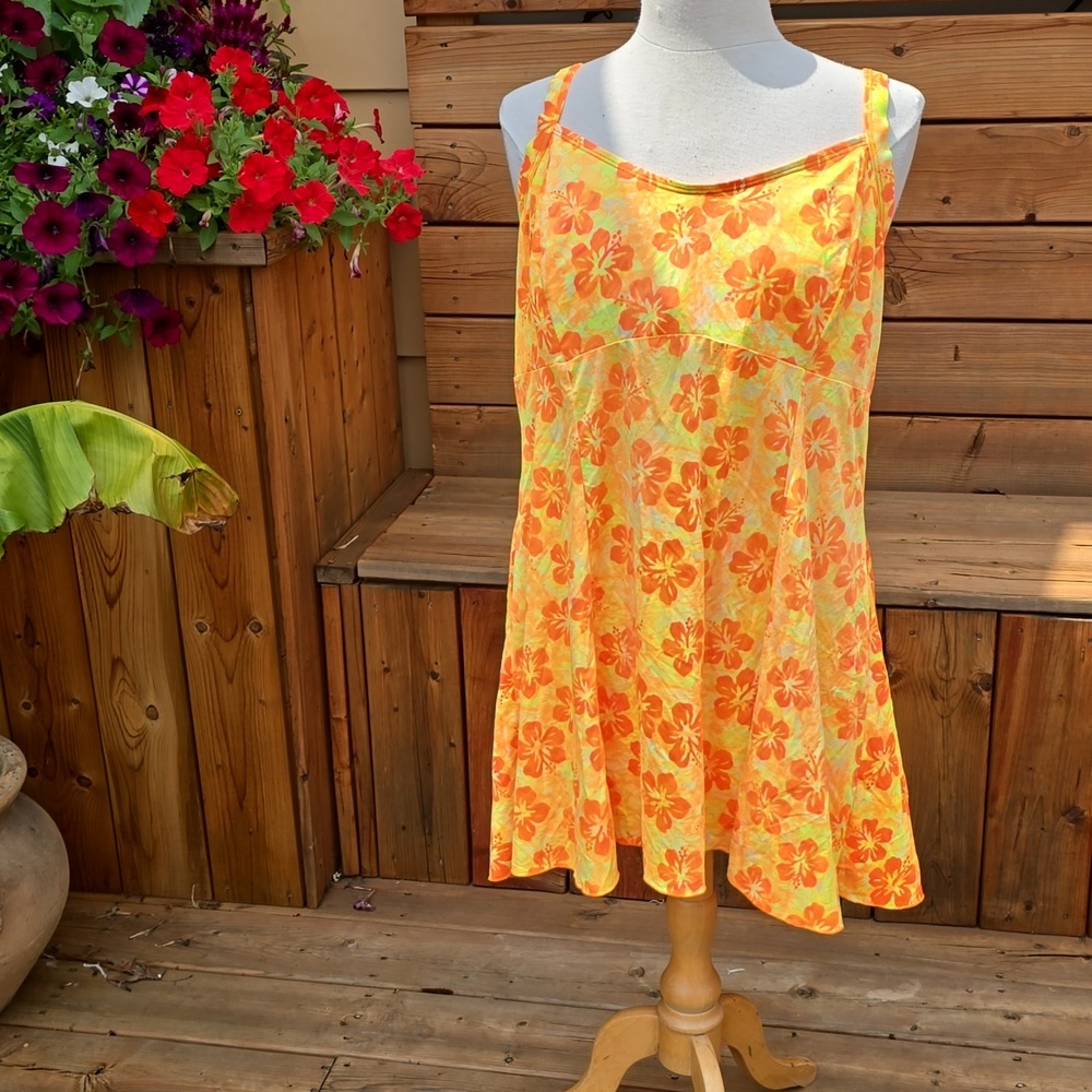 Vintage 90s floral bathing suit coverup dress